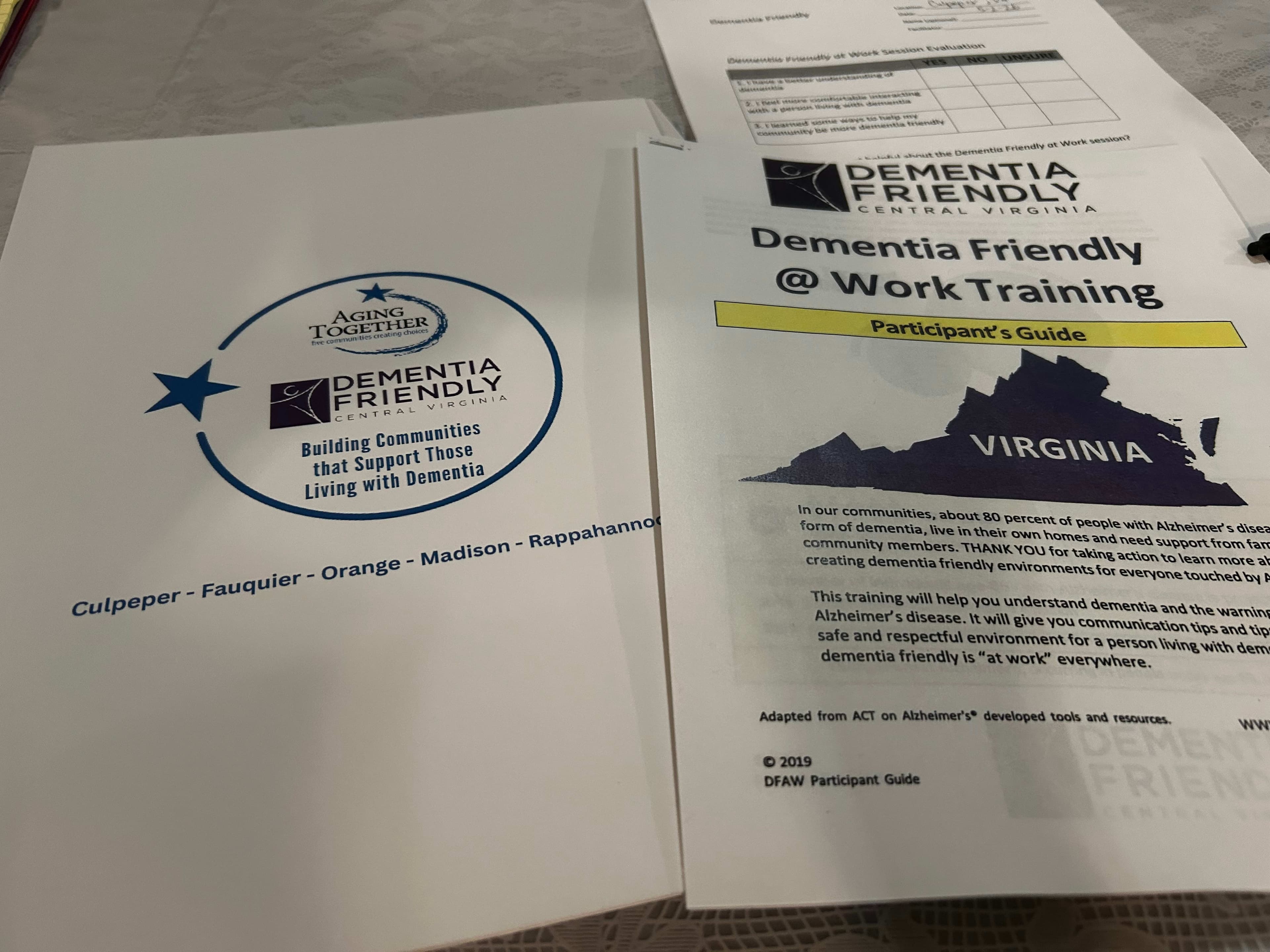 Aging Together and Dementia Friendly Central Virginia training materials