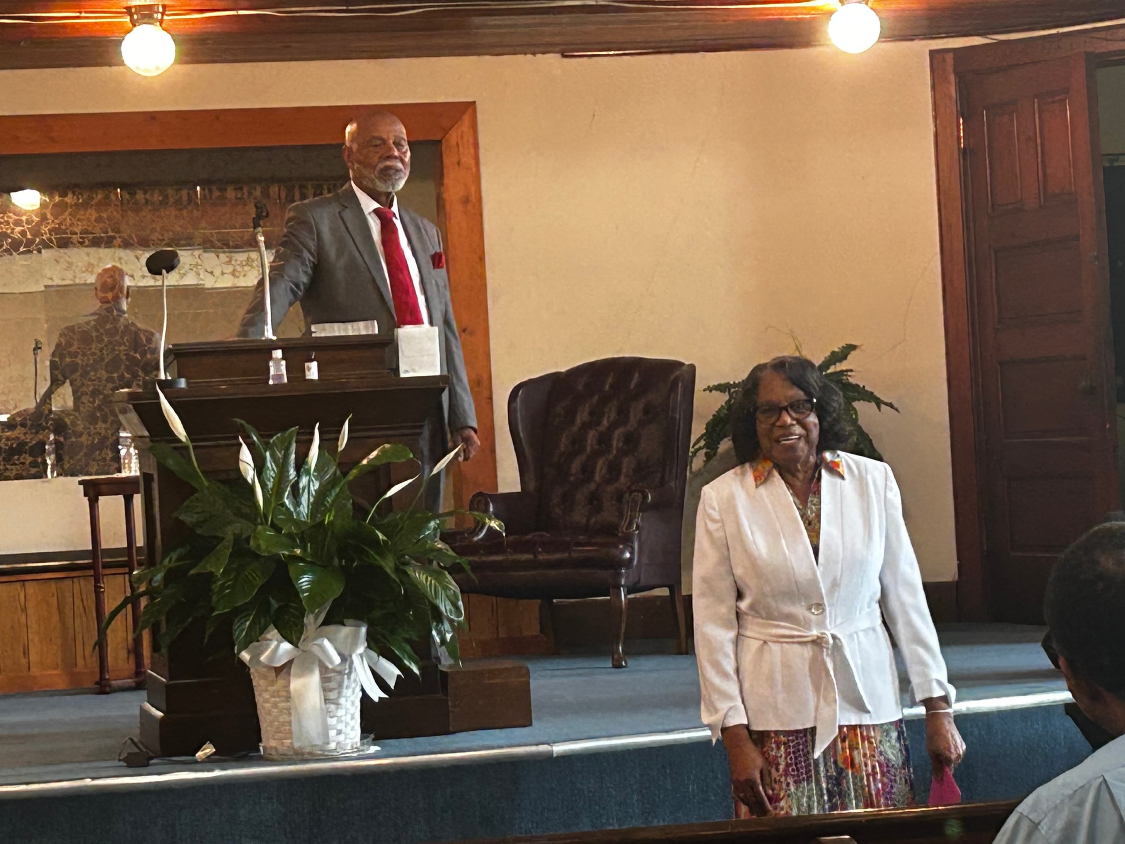 Bishop and Margaret Smith during the Mother's Day service